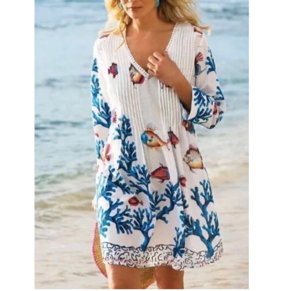 Soft Surroundings Tops - Soft Surroundings Seychelles Fish Pattern Tunic